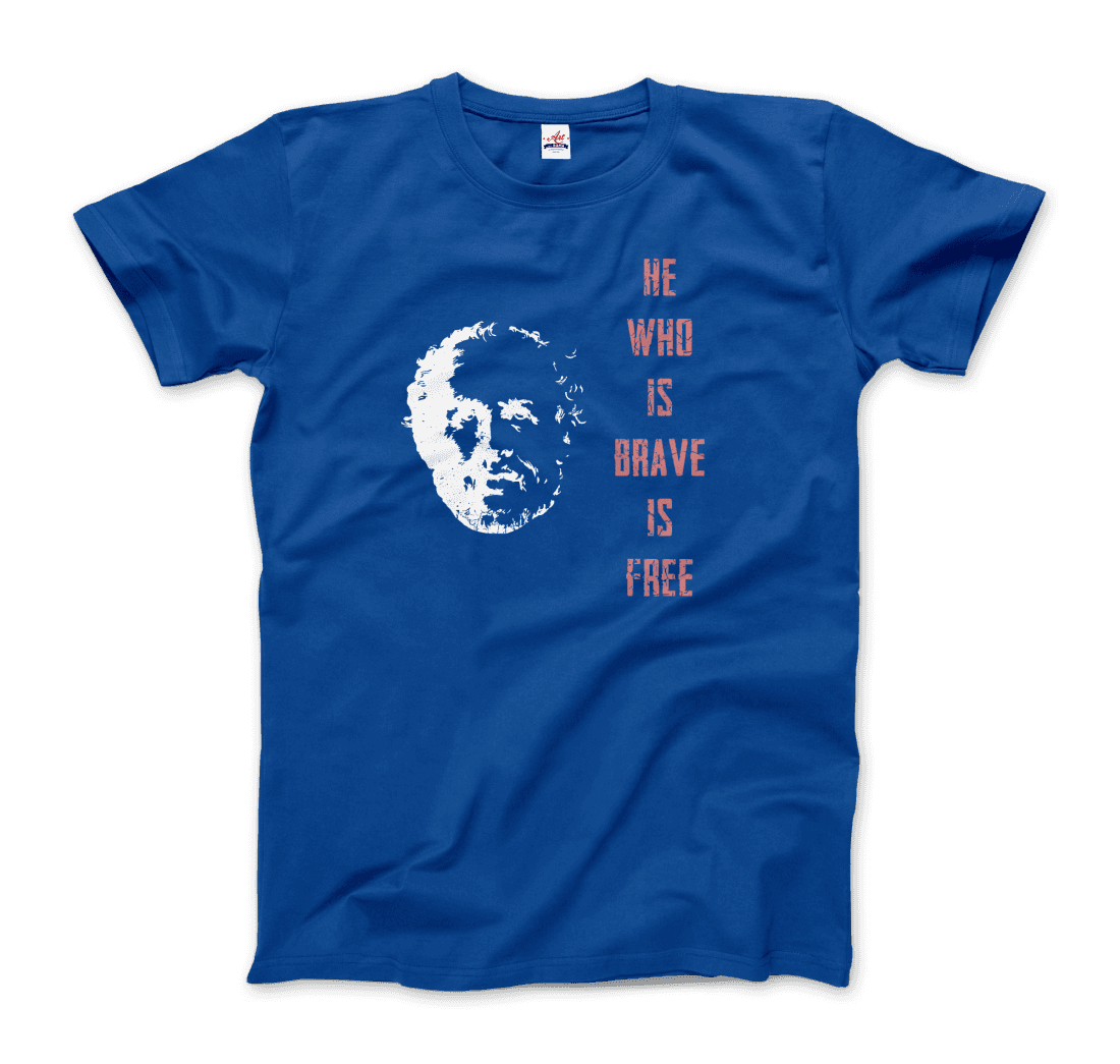 Seneca Famous Stoic Quote- He Who is Brave is Free - T-Shirt