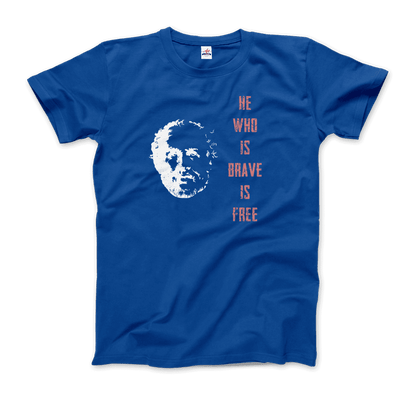 Seneca Famous Stoic Quote- He Who is Brave is Free - T-Shirt