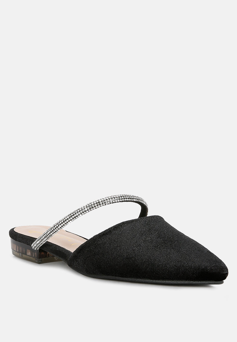 turnon - mules plates en velours avec strass