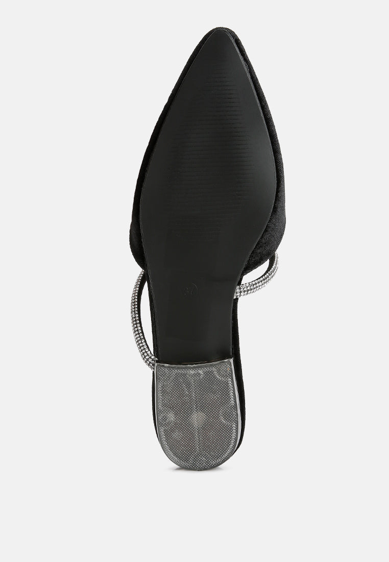turnon - mules plates en velours avec strass