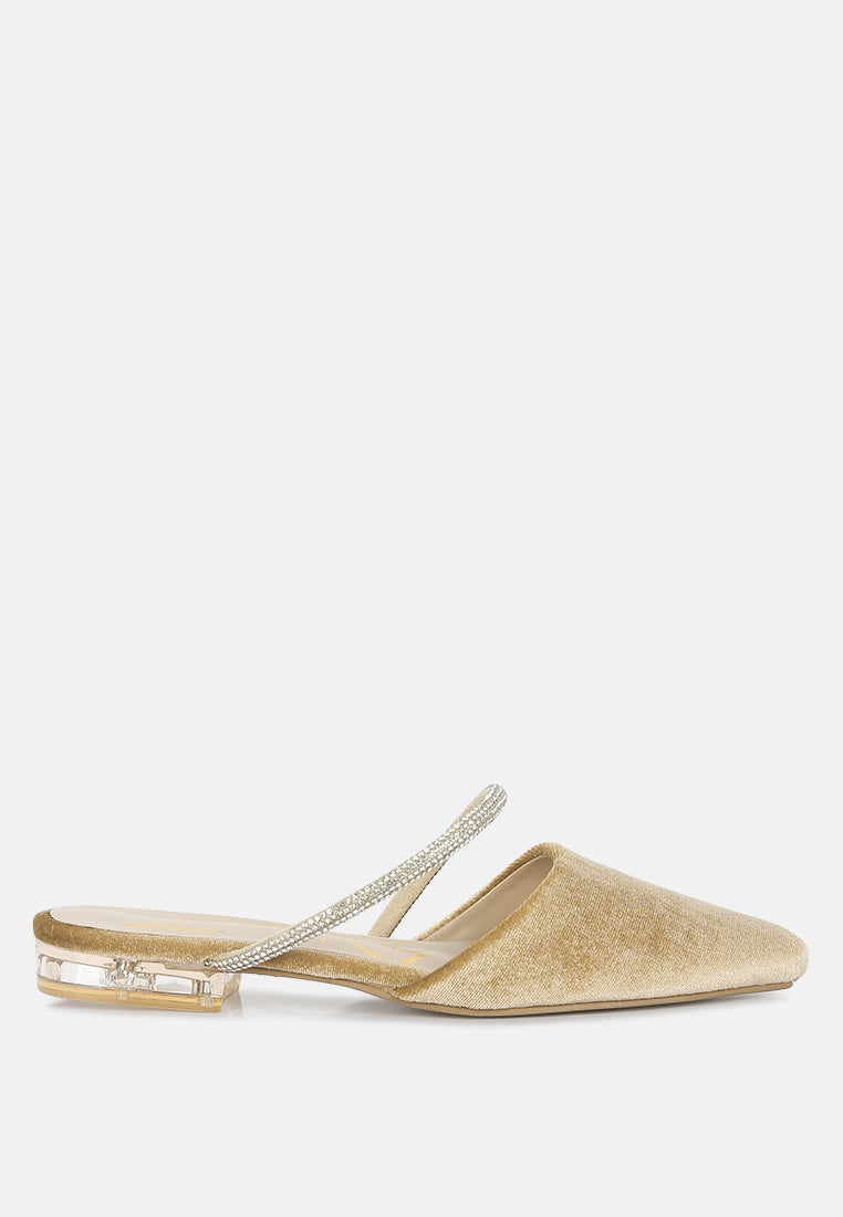turnon - mules plates en velours avec strass