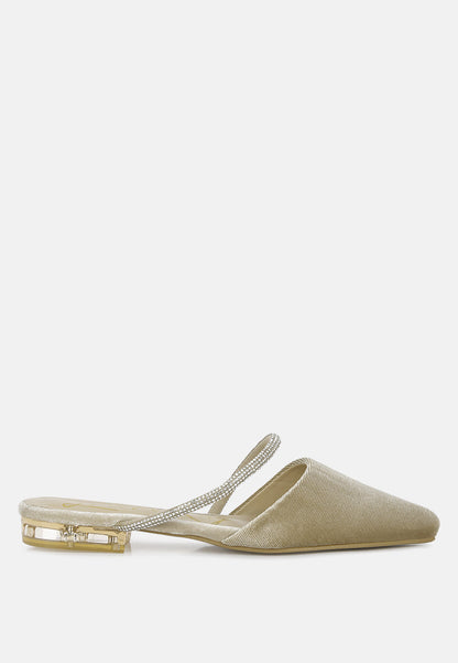 Turnon - Mules plates en velours avec strass