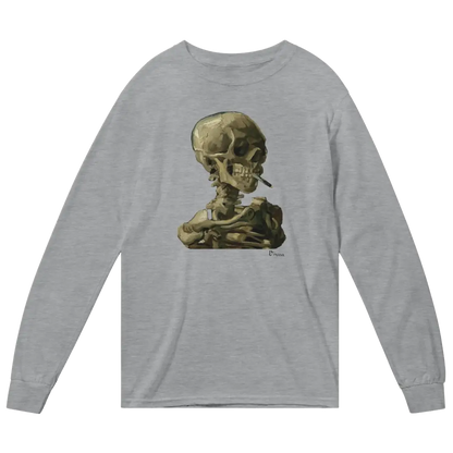 T-shirt à manches longues Van Gogh, crâne d'un squelette avec une cigarette allumée, 1886