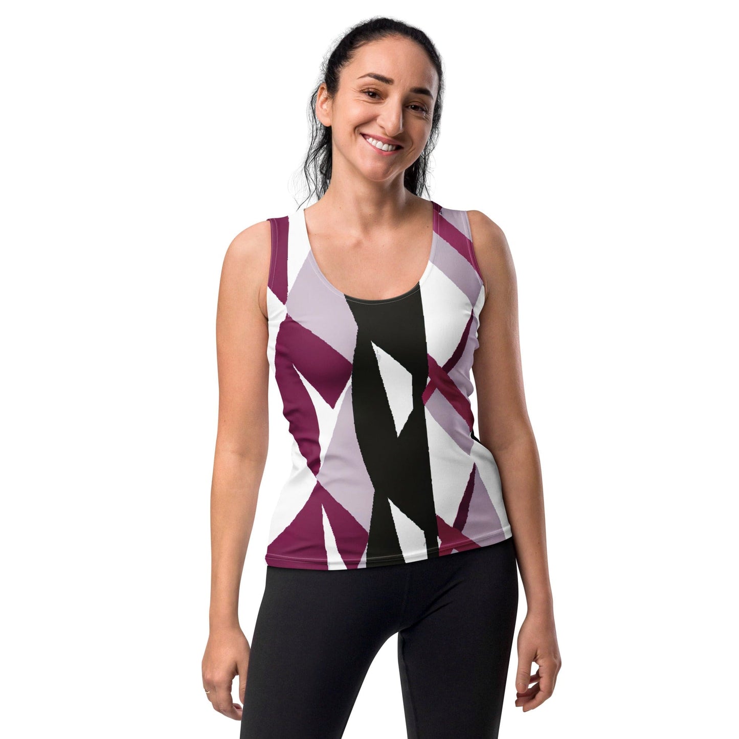 Womens Stretch Fit Tank Top - Pink Mauve Pattern