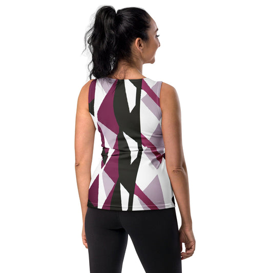 Womens Stretch Fit Tank Top - Pink Mauve Pattern